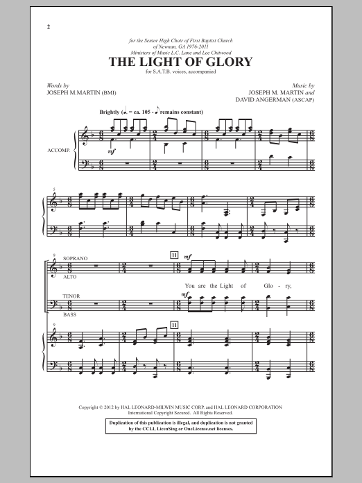 Joseph M. Martin The Light Of Glory Sheet Music Notes & Chords for SAB - Download or Print PDF