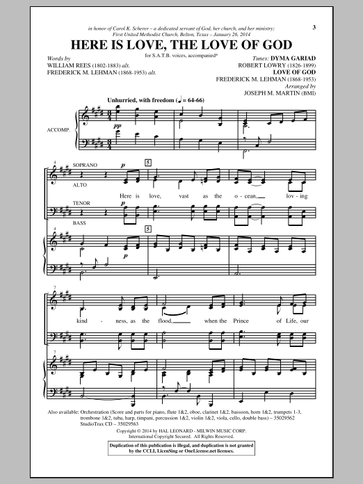 Joseph M. Martin The Love Of God Sheet Music Notes & Chords for SATB - Download or Print PDF