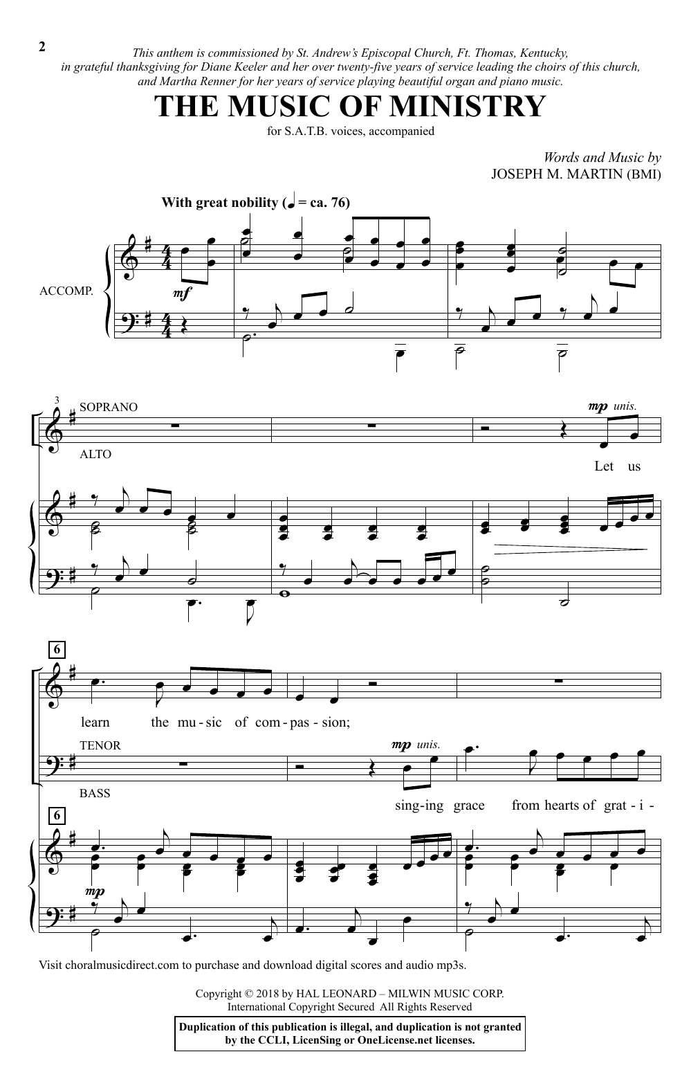 Joseph M. Martin The Music Of Ministry Sheet Music Notes & Chords for SATB - Download or Print PDF