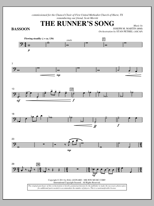 Joseph M. Martin The Runner's Song - Bassoon Sheet Music Notes & Chords for Choir Instrumental Pak - Download or Print PDF