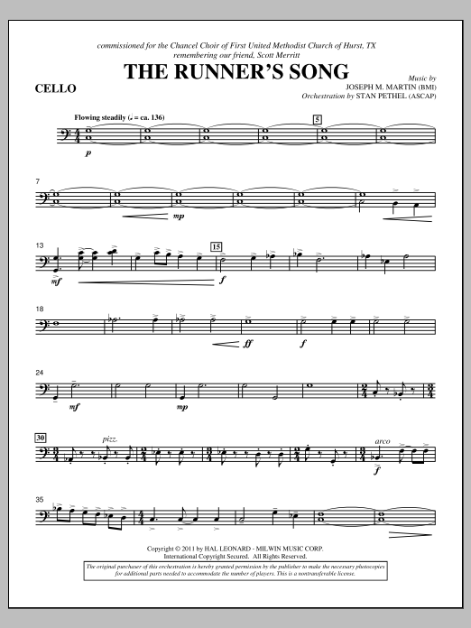 Joseph M. Martin The Runner's Song - Cello Sheet Music Notes & Chords for Choir Instrumental Pak - Download or Print PDF