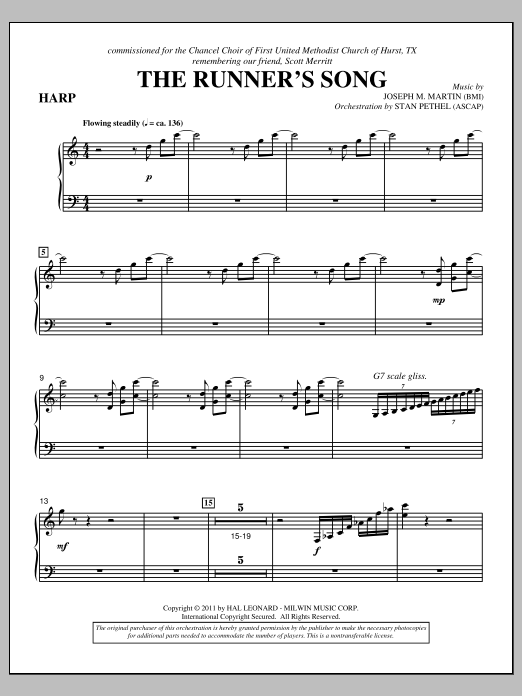 Joseph M. Martin The Runner's Song - Harp Sheet Music Notes & Chords for Choir Instrumental Pak - Download or Print PDF