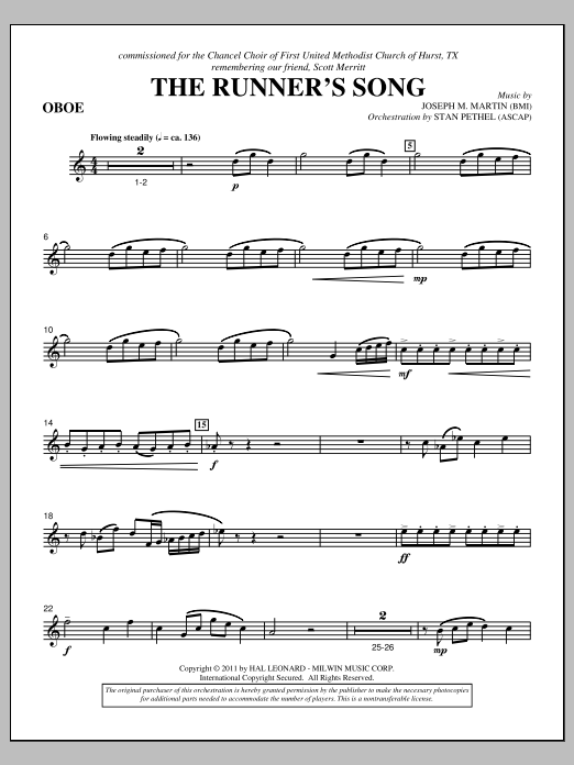 Joseph M. Martin The Runner's Song - Oboe Sheet Music Notes & Chords for Choir Instrumental Pak - Download or Print PDF