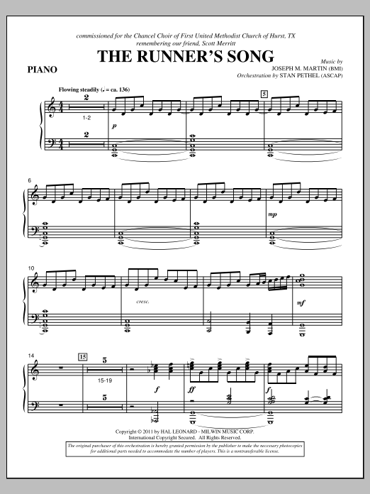 Joseph M. Martin The Runner's Song - Piano Sheet Music Notes & Chords for Choir Instrumental Pak - Download or Print PDF