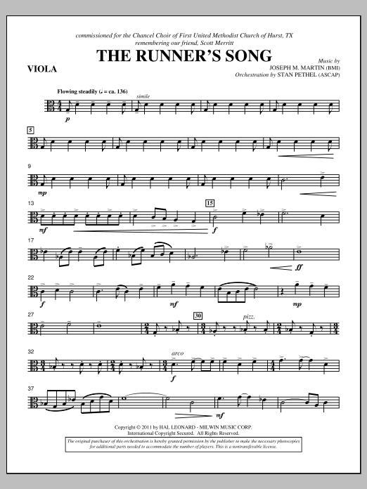 Joseph M. Martin The Runner's Song - Viola Sheet Music Notes & Chords for Choir Instrumental Pak - Download or Print PDF