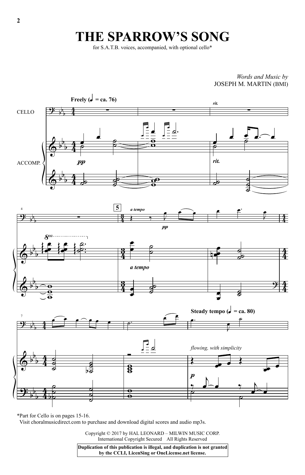 Joseph M. Martin The Sparrow's Song Sheet Music Notes & Chords for Choral - Download or Print PDF