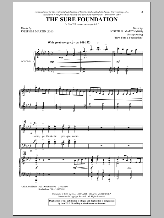 Joseph M. Martin The Sure Foundation Sheet Music Notes & Chords for SATB - Download or Print PDF