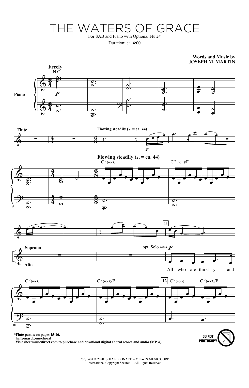 Joseph M. Martin The Waters Of Grace Sheet Music Notes & Chords for SAB Choir - Download or Print PDF