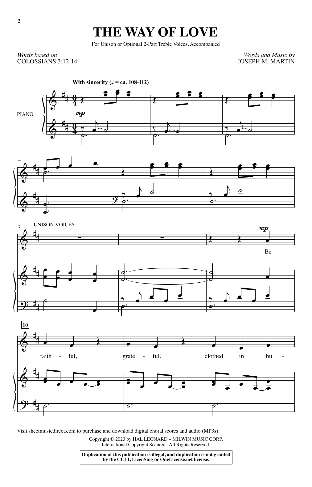 Joseph M. Martin The Way Of Love Sheet Music Notes & Chords for Choir - Download or Print PDF