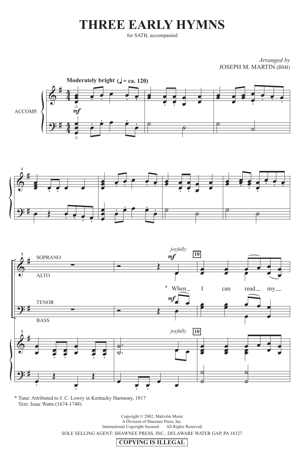 Joseph M. Martin Three Early Hymns Sheet Music Notes & Chords for SATB Choir - Download or Print PDF
