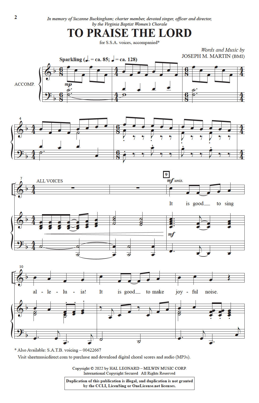 Joseph M. Martin To Praise The Lord Sheet Music Notes & Chords for SATB Choir - Download or Print PDF