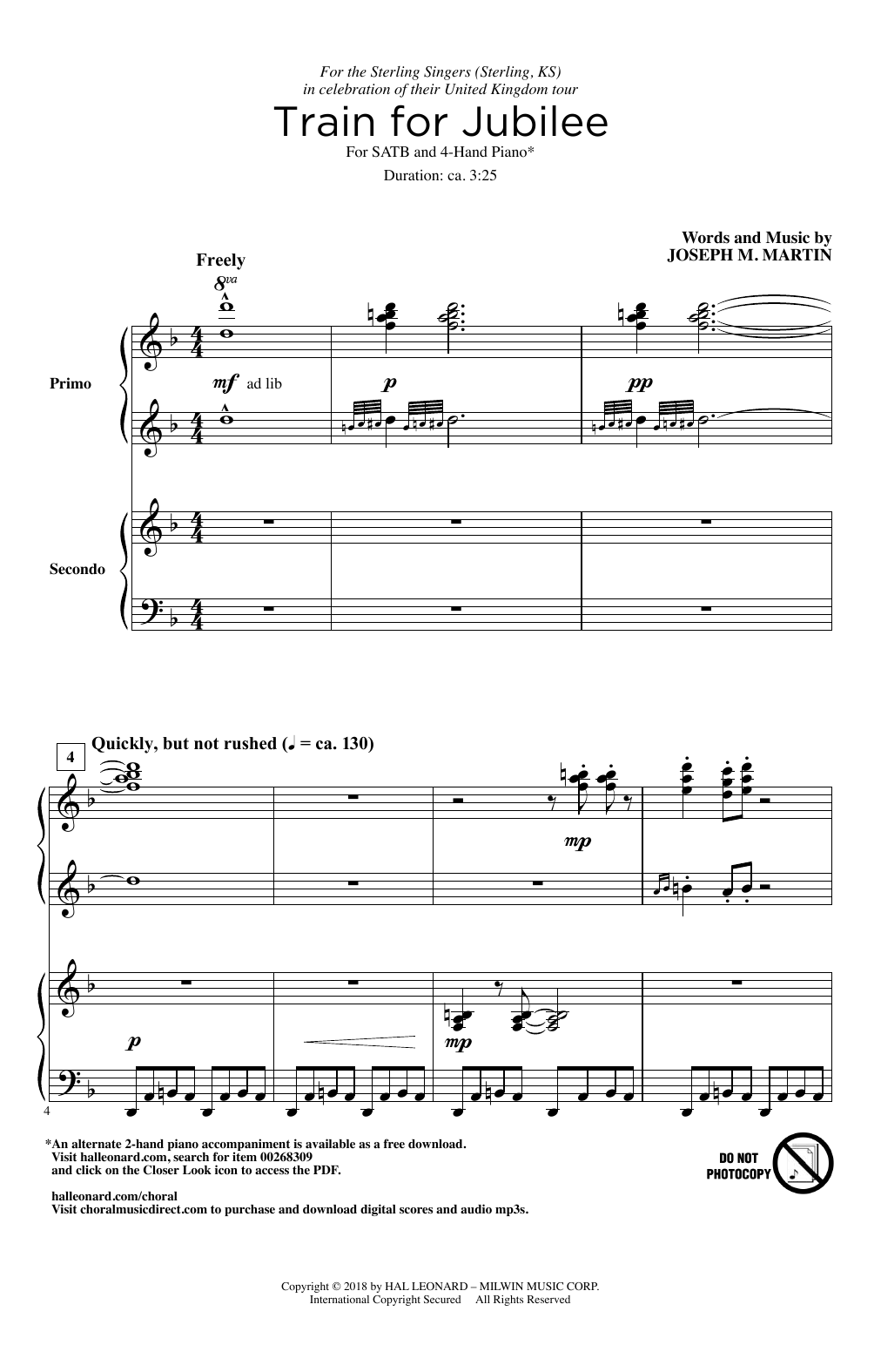 Joseph M. Martin Train For Jubilee Sheet Music Notes & Chords for Choir - Download or Print PDF
