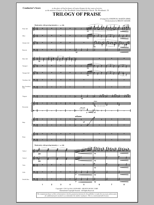 Joseph M. Martin Trilogy Of Praise - Full Score Sheet Music Notes & Chords for Choir Instrumental Pak - Download or Print PDF