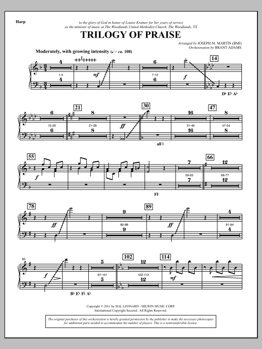 Joseph M. Martin Trilogy Of Praise - Harp Sheet Music Notes & Chords for Choir Instrumental Pak - Download or Print PDF