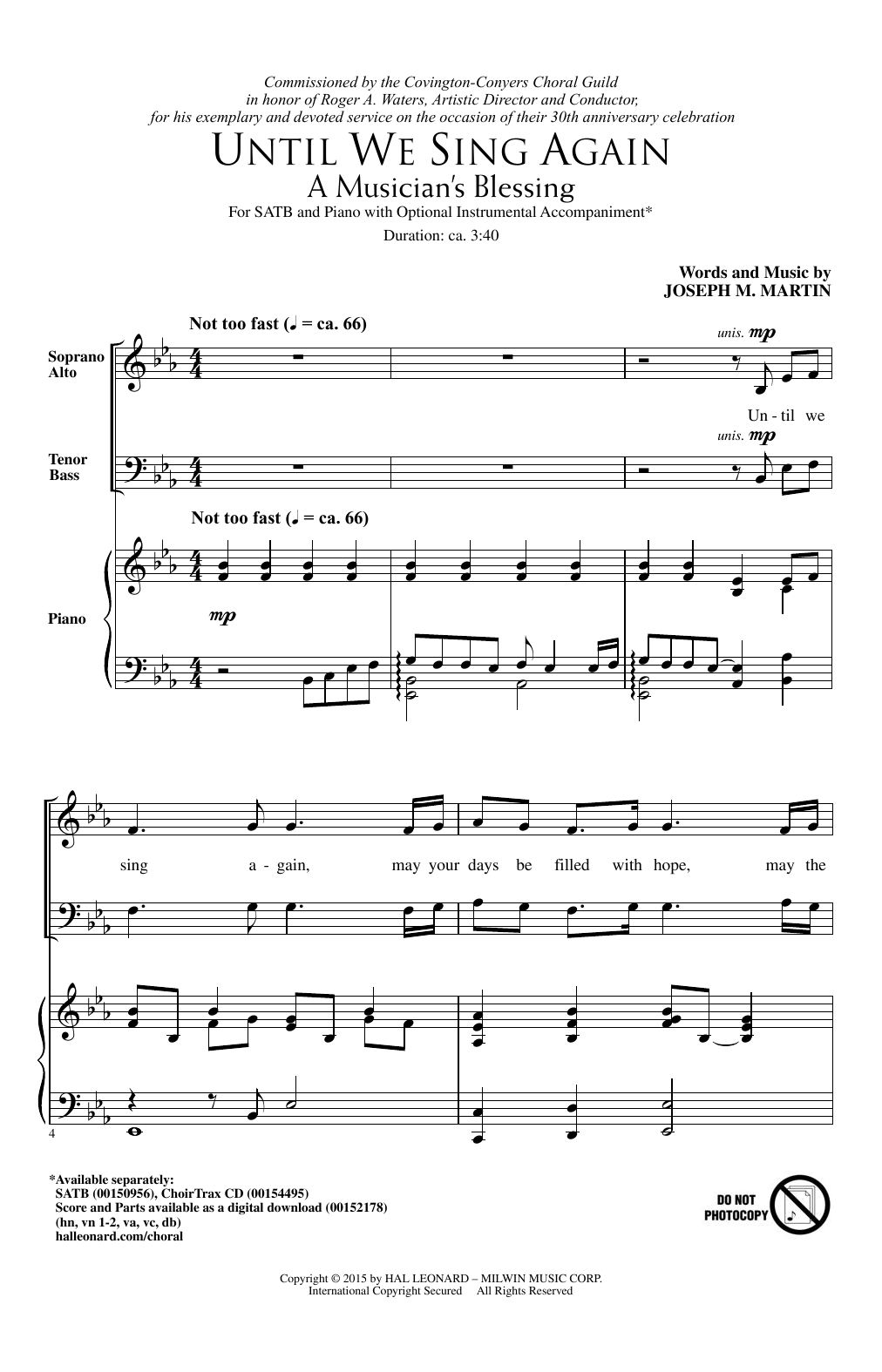 Joseph M. Martin Until We Sing Again (A Musician's Blessing) Sheet Music Notes & Chords for SATB - Download or Print PDF