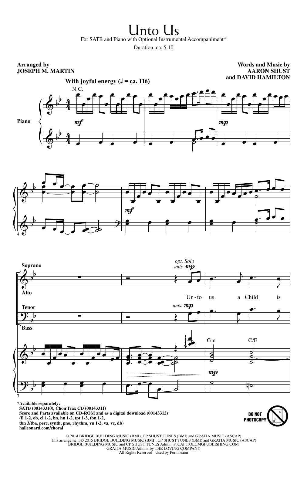 Joseph M. Martin Unto Us Sheet Music Notes & Chords for SATB - Download or Print PDF