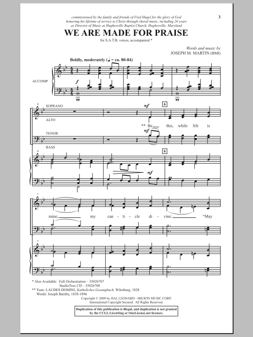 Joseph M. Martin We Are Made For Praise Sheet Music Notes & Chords for SATB - Download or Print PDF
