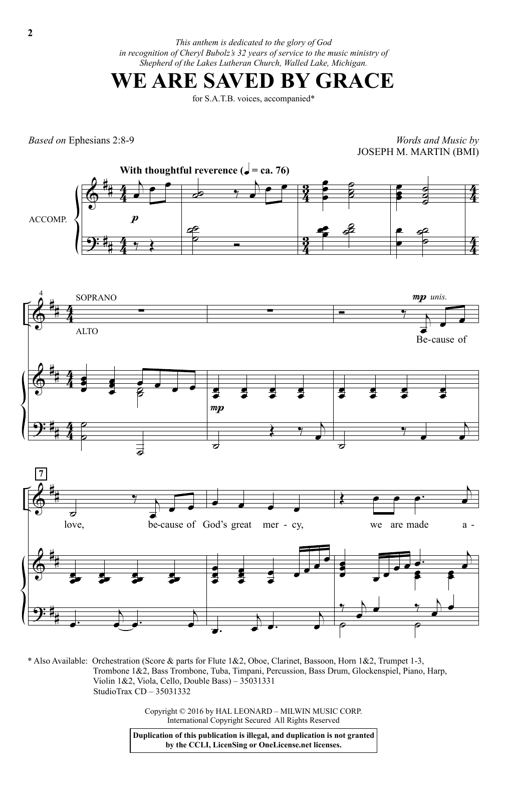 Joseph M. Martin We Are Saved By Grace Sheet Music Notes & Chords for SATB - Download or Print PDF