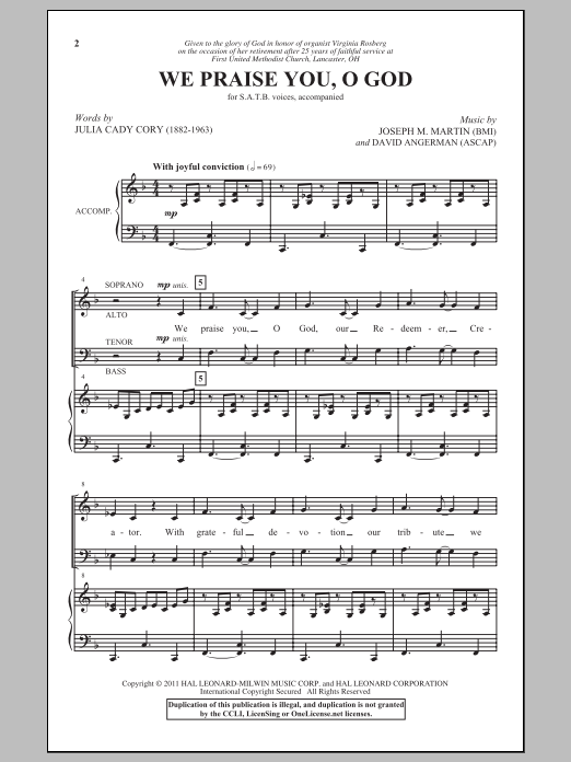 Joseph M. Martin We Praise You, O God Sheet Music Notes & Chords for SATB - Download or Print PDF