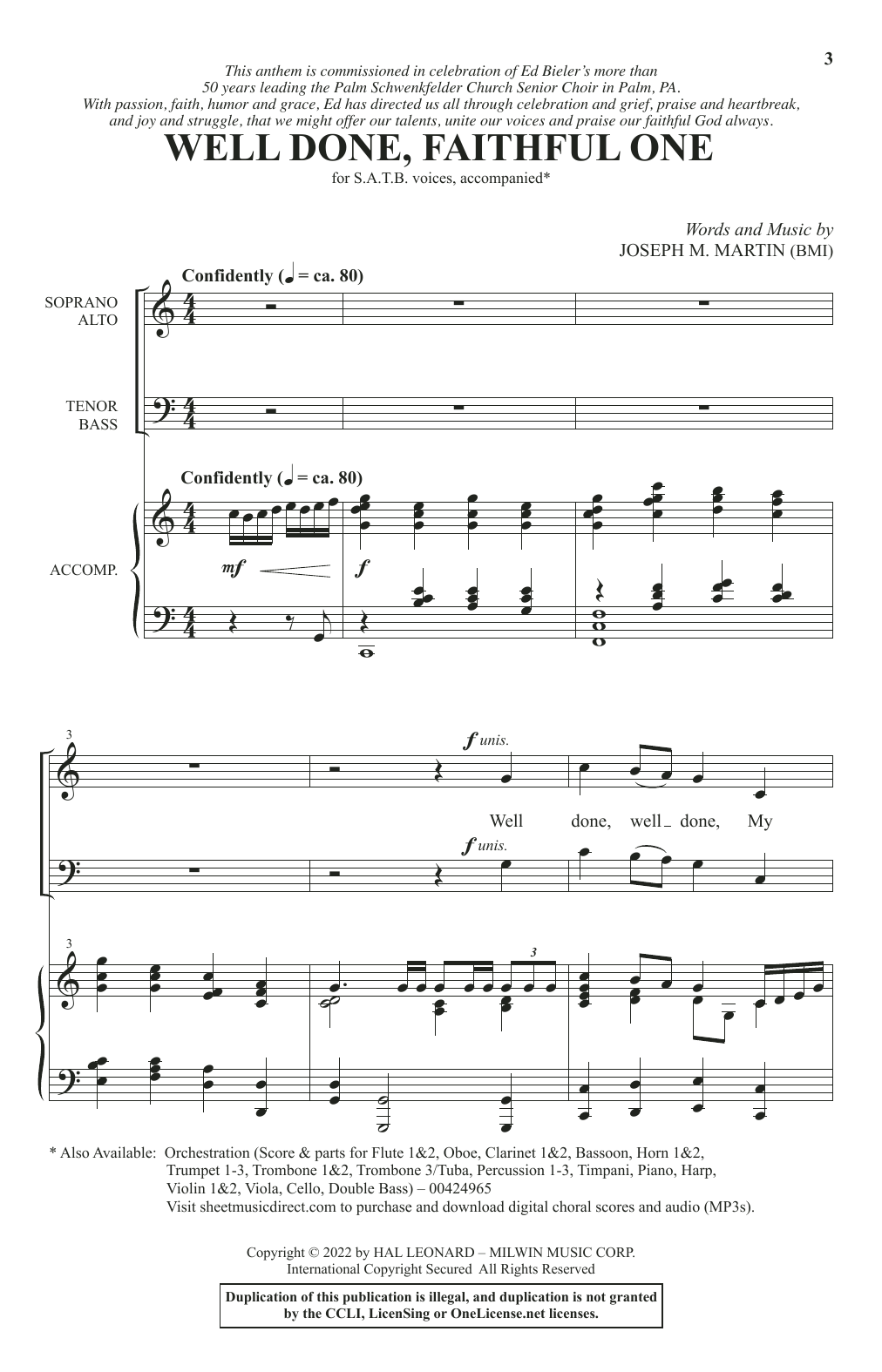 Joseph M. Martin Well Done, Faithful One Sheet Music Notes & Chords for SATB Choir - Download or Print PDF