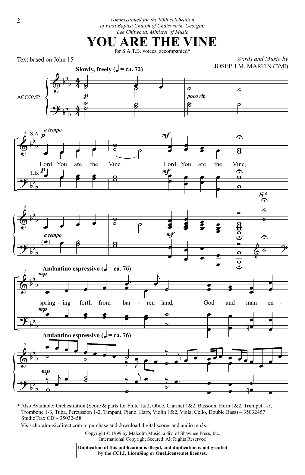 Joseph M. Martin You Are The Vine Sheet Music Notes & Chords for SATB Choir - Download or Print PDF