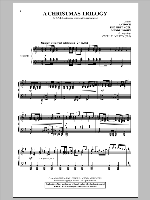 Joseph Martin A Christmas Trilogy (from Carols For Choir And Congregation) Sheet Music Notes & Chords for SATB - Download or Print PDF