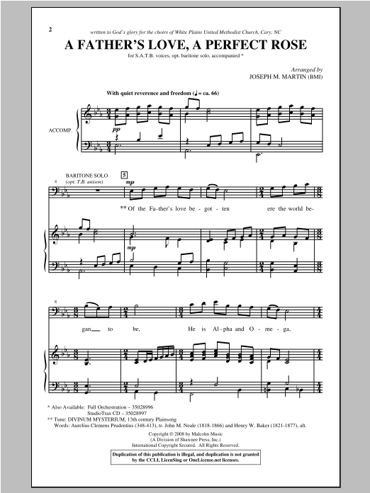 Joseph M. Martin A Father's Love, A Perfect Rose Sheet Music Notes & Chords for SATB - Download or Print PDF