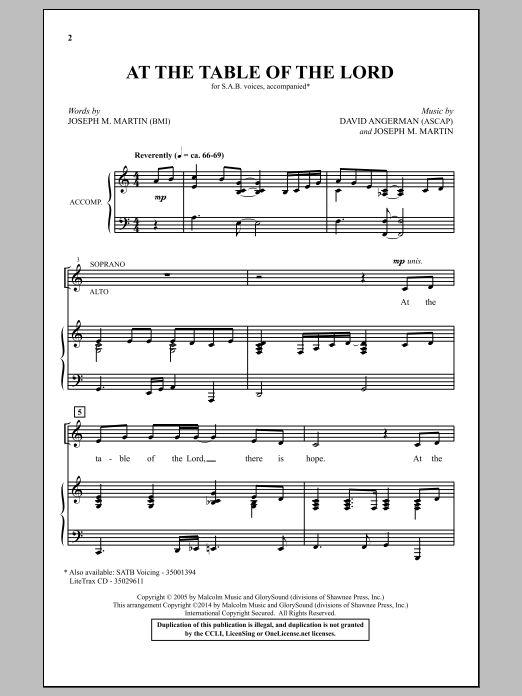 Joseph Martin At The Table Of The Lord Sheet Music Notes & Chords for SAB - Download or Print PDF