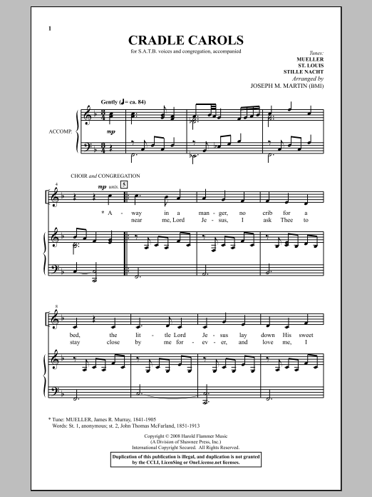 Joseph Martin Cradle Carols (from Carols For Choir And Congregation) Sheet Music Notes & Chords for SATB - Download or Print PDF