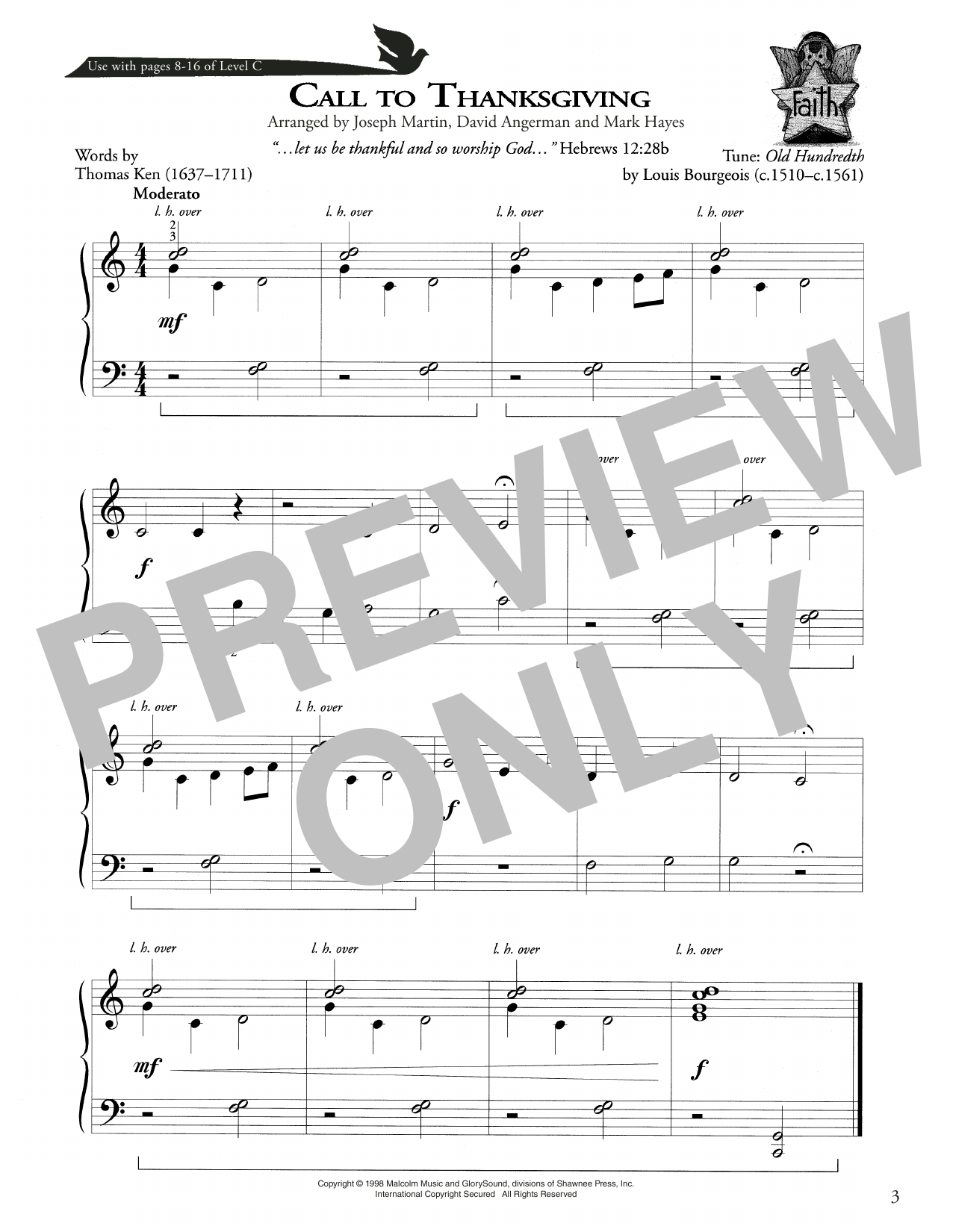 Joseph Martin, David Angerman and Mark Hayes Call To Thanksgiving Sheet Music Notes & Chords for Piano Method - Download or Print PDF
