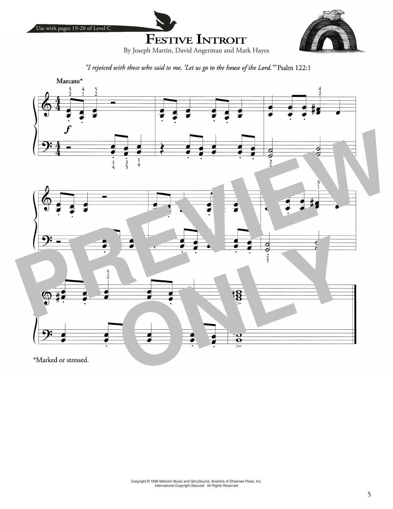 Joseph Martin, David Angerman and Mark Hayes Festive Introit Sheet Music Notes & Chords for Piano Method - Download or Print PDF