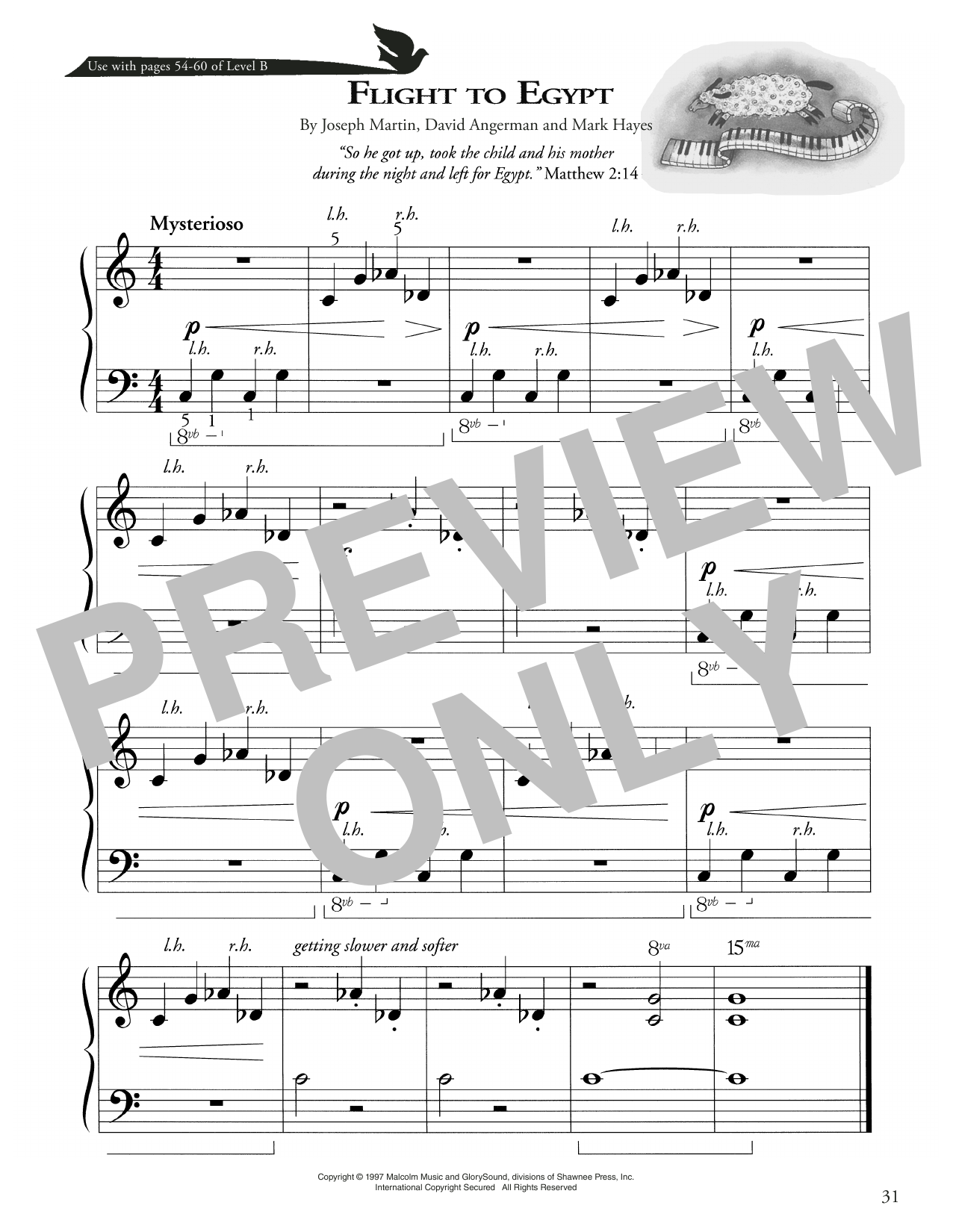 Joseph Martin, David Angerman and Mark Hayes Flight To Egypt Sheet Music Notes & Chords for Piano Method - Download or Print PDF