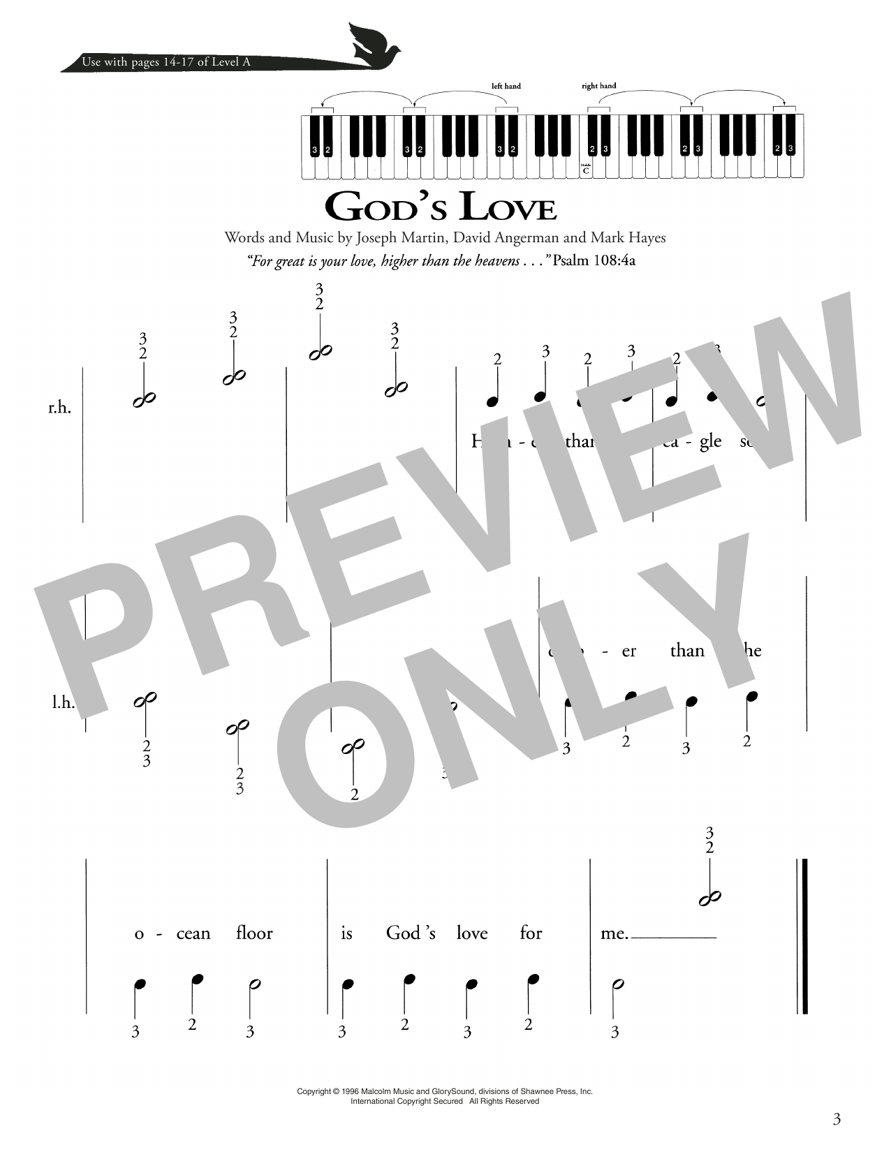 Joseph Martin, David Angerman and Mark Hayes God's Love Sheet Music Notes & Chords for Piano Solo - Download or Print PDF