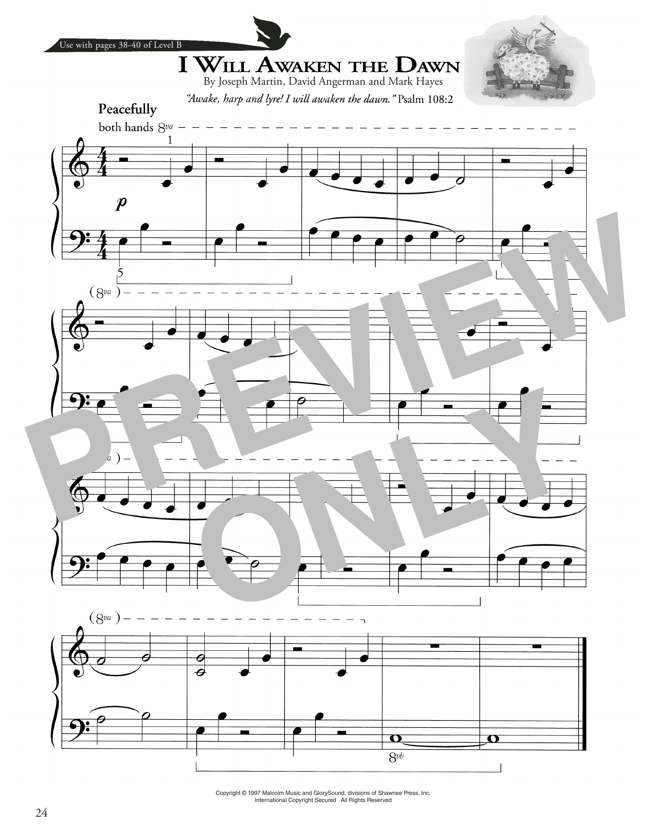 Joseph Martin, David Angerman and Mark Hayes I Will Awaken The Dawn Sheet Music Notes & Chords for Piano Method - Download or Print PDF