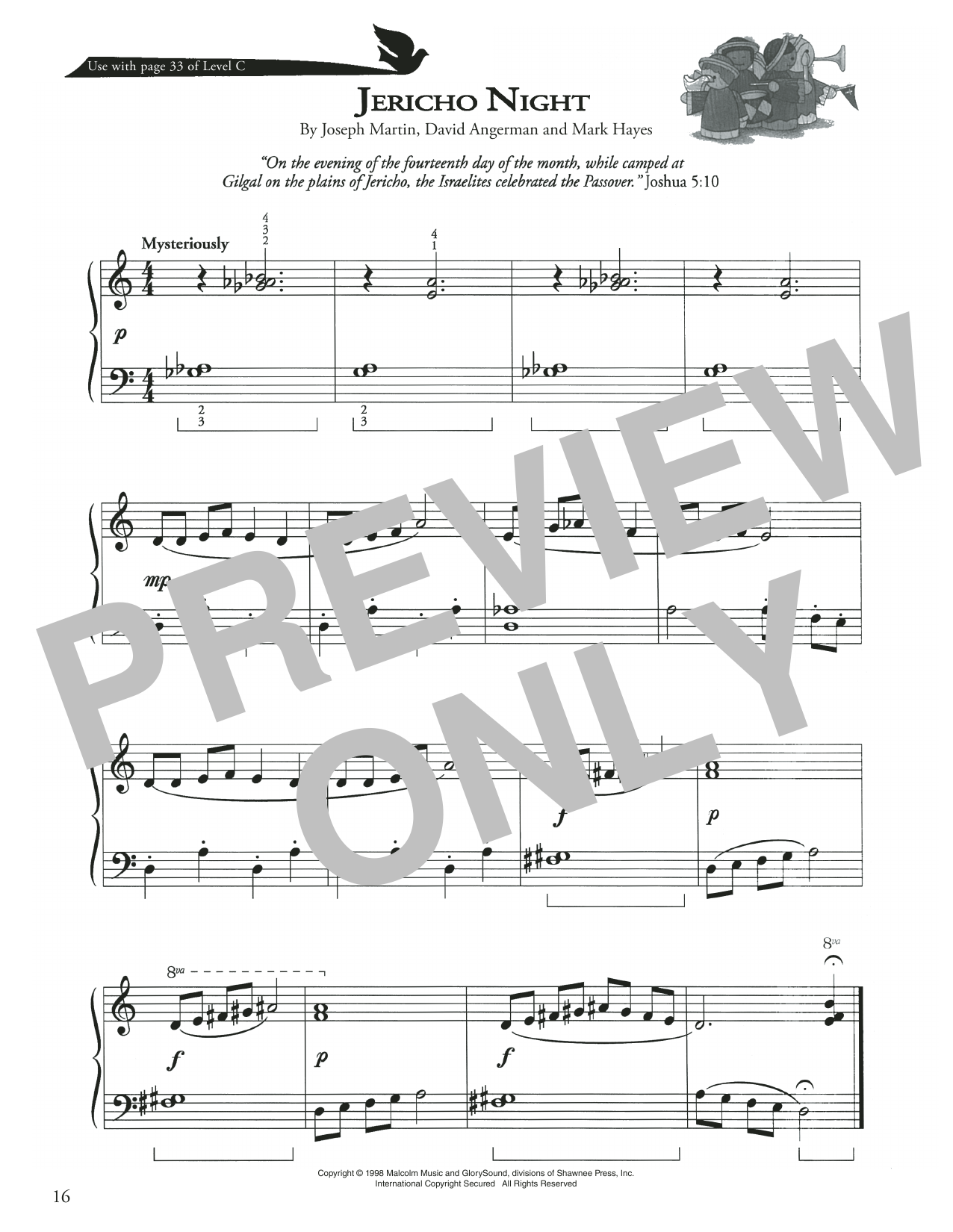 Joseph Martin, David Angerman and Mark Hayes Jericho Night Sheet Music Notes & Chords for Piano Method - Download or Print PDF