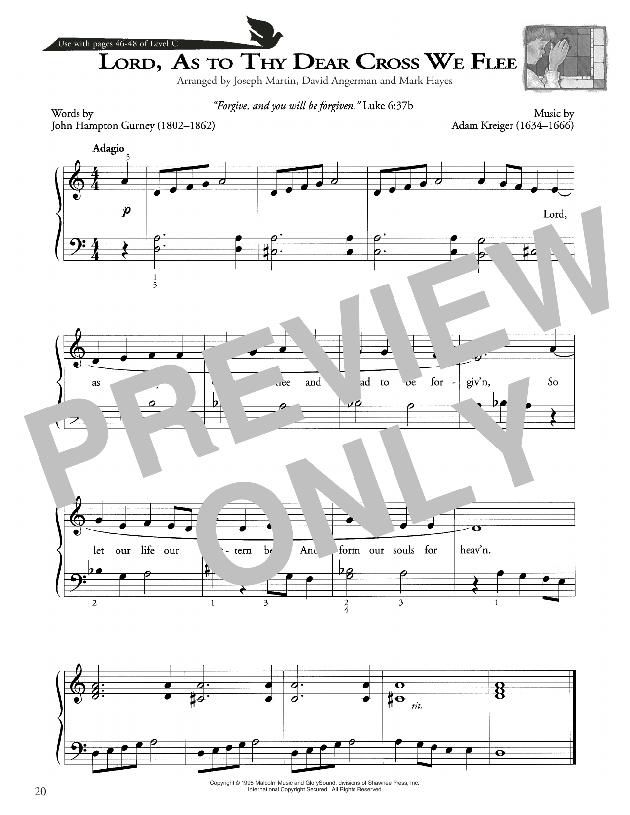 Joseph Martin, David Angerman and Mark Hayes Lord, As To Thy Dear Cross We Flee Sheet Music Notes & Chords for Piano Method - Download or Print PDF