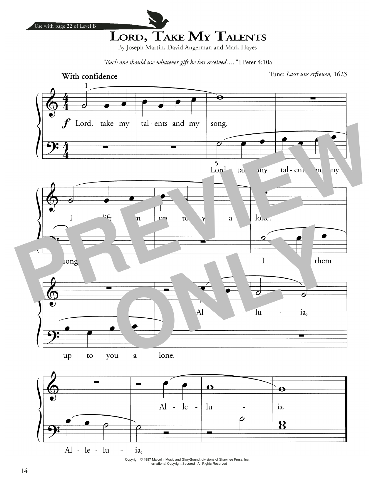 Joseph Martin, David Angerman and Mark Hayes Lord, Take My Talents Sheet Music Notes & Chords for Piano Method - Download or Print PDF