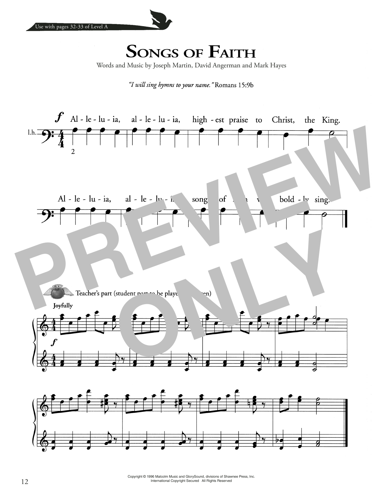 Joseph Martin, David Angerman and Mark Hayes Songs Of Faith Sheet Music Notes & Chords for Piano Method - Download or Print PDF