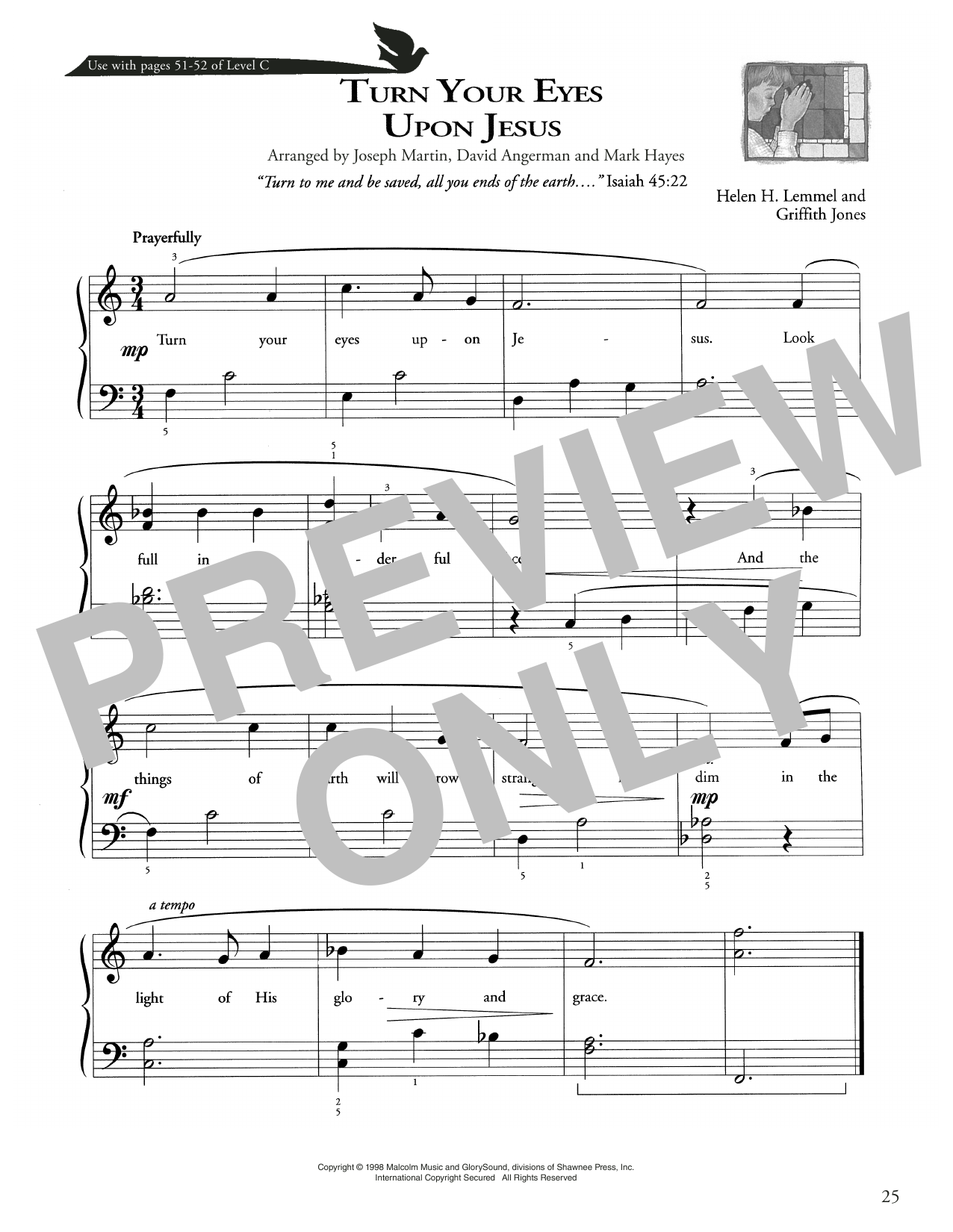 Joseph Martin, David Angerman and Mark Hayes Turn Your Eyes Upon Jesus Sheet Music Notes & Chords for Piano Method - Download or Print PDF