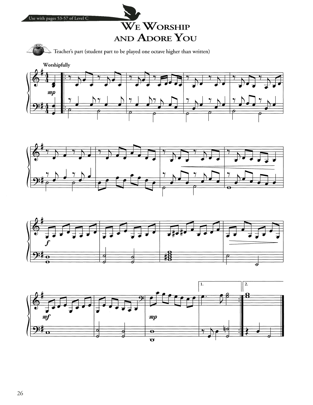 Joseph Martin, David Angerman and Mark Hayes We Worship And Adore You Sheet Music Notes & Chords for Piano Method - Download or Print PDF