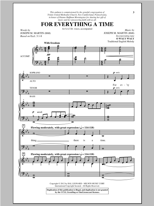 Joseph Martin For Everything A Time Sheet Music Notes & Chords for SATB - Download or Print PDF