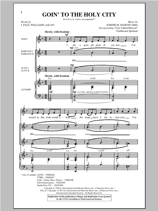 Joseph Martin Goin' To The Holy City Sheet Music Notes & Chords for SATB - Download or Print PDF