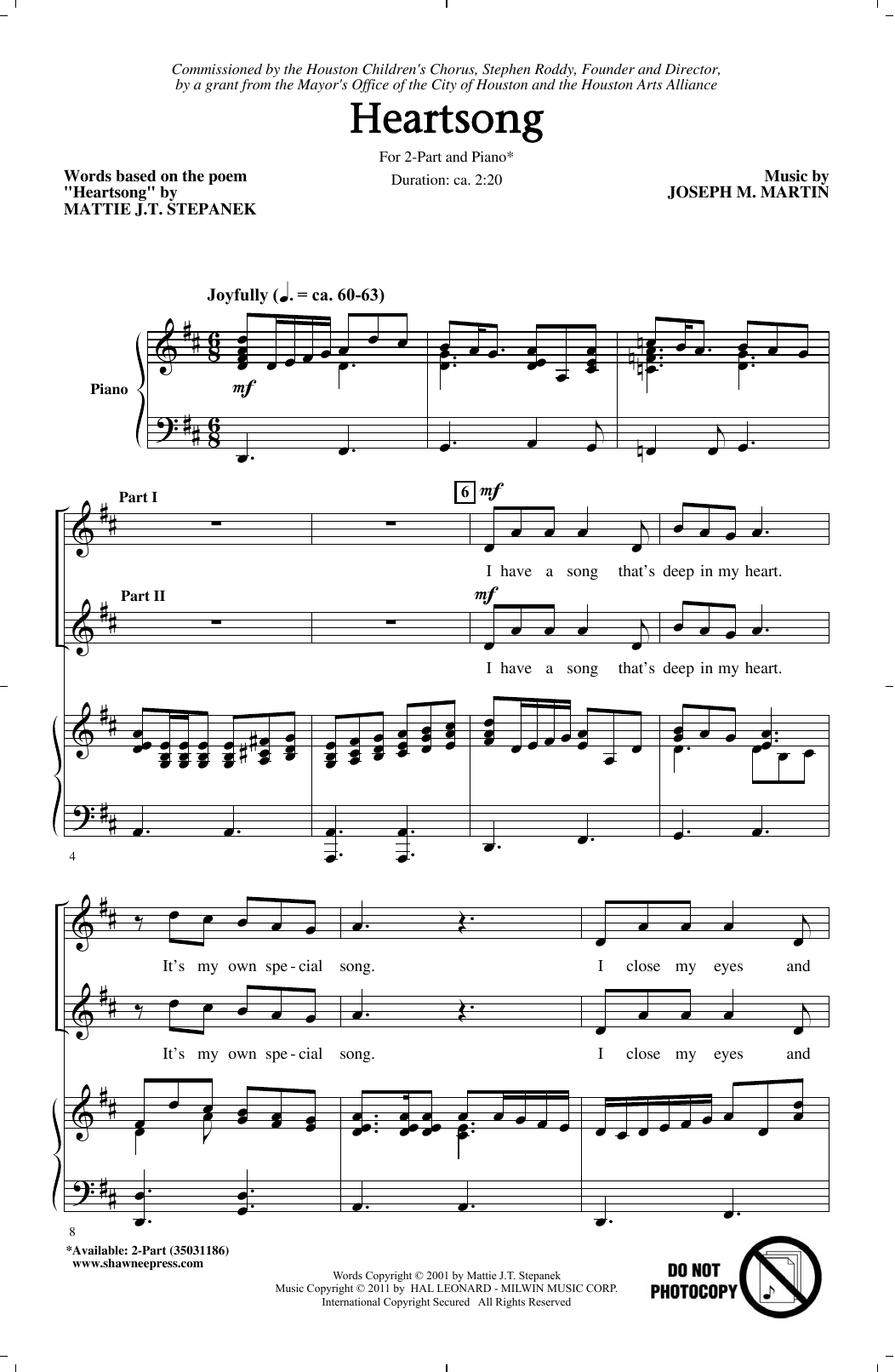 Joseph Martin Heartsong Sheet Music Notes & Chords for 2-Part Choir - Download or Print PDF