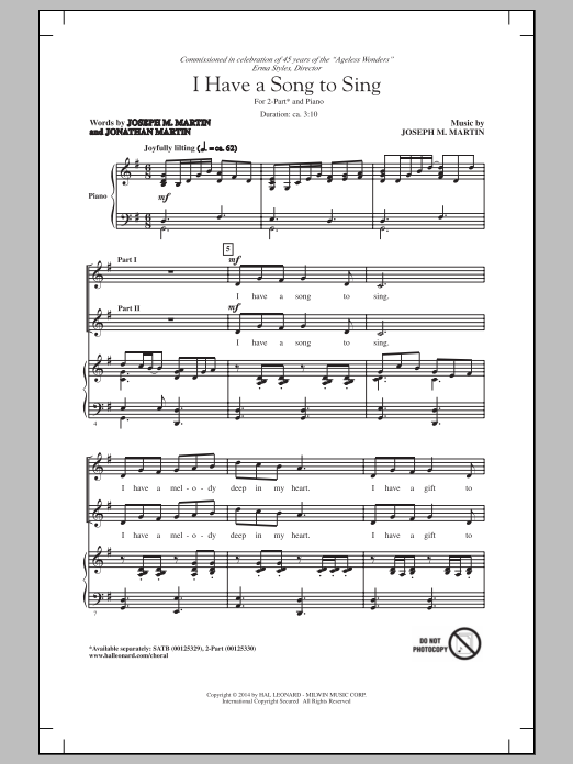 Joseph M. Martin I Have A Song To Sing Sheet Music Notes & Chords for SATB - Download or Print PDF