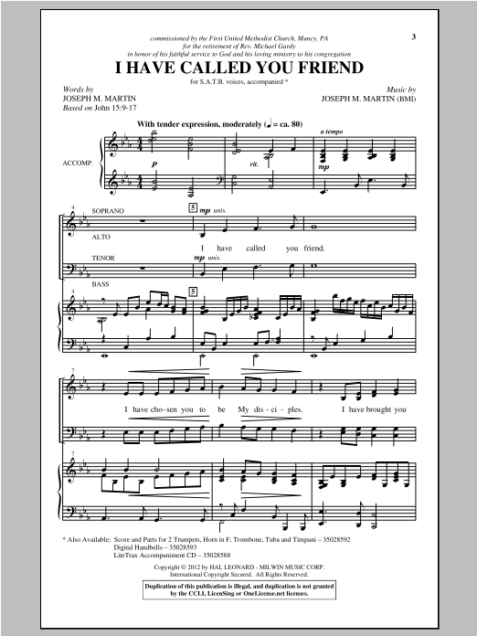 Joseph M. Martin I Have Called You Friend Sheet Music Notes & Chords for Percussion - Download or Print PDF