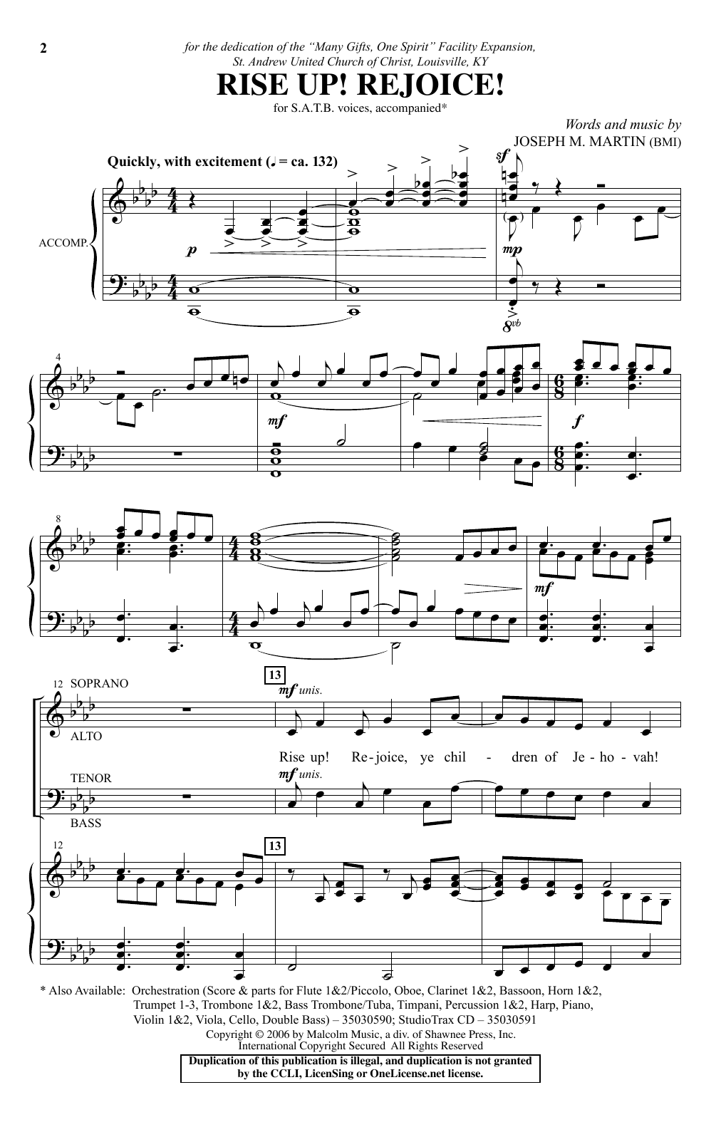 Joseph M. Martin Rise Up! Rejoice! Sheet Music Notes & Chords for SATB - Download or Print PDF