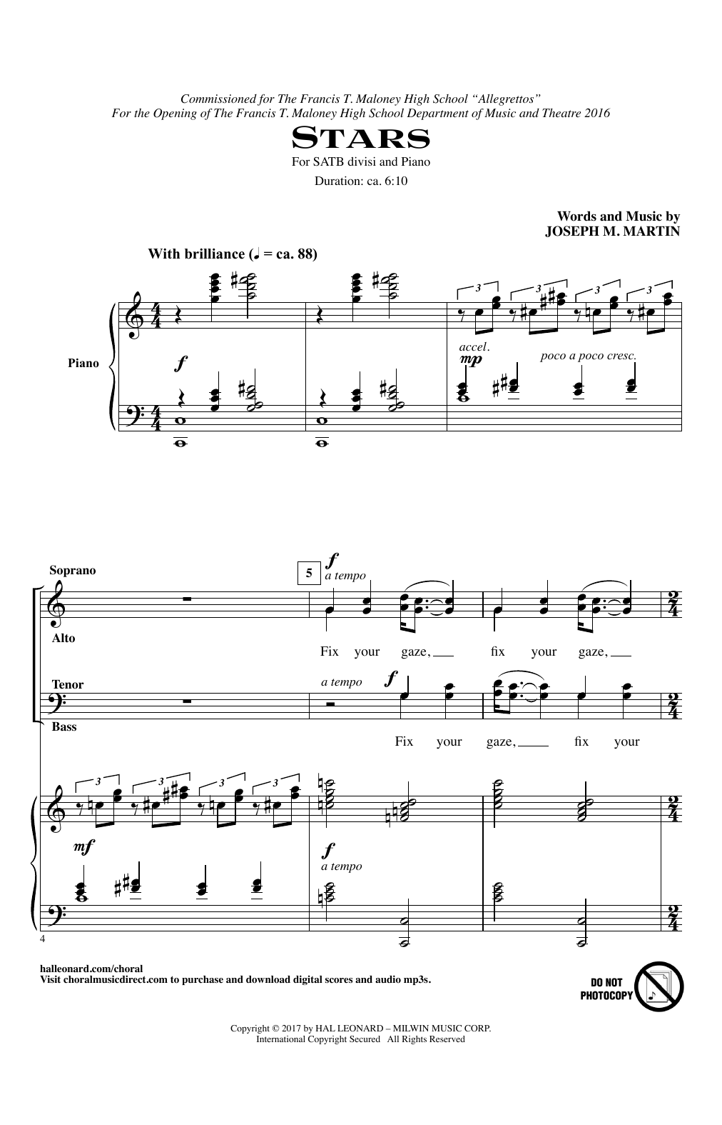 Joseph Martin Stars Sheet Music Notes & Chords for SATB - Download or Print PDF