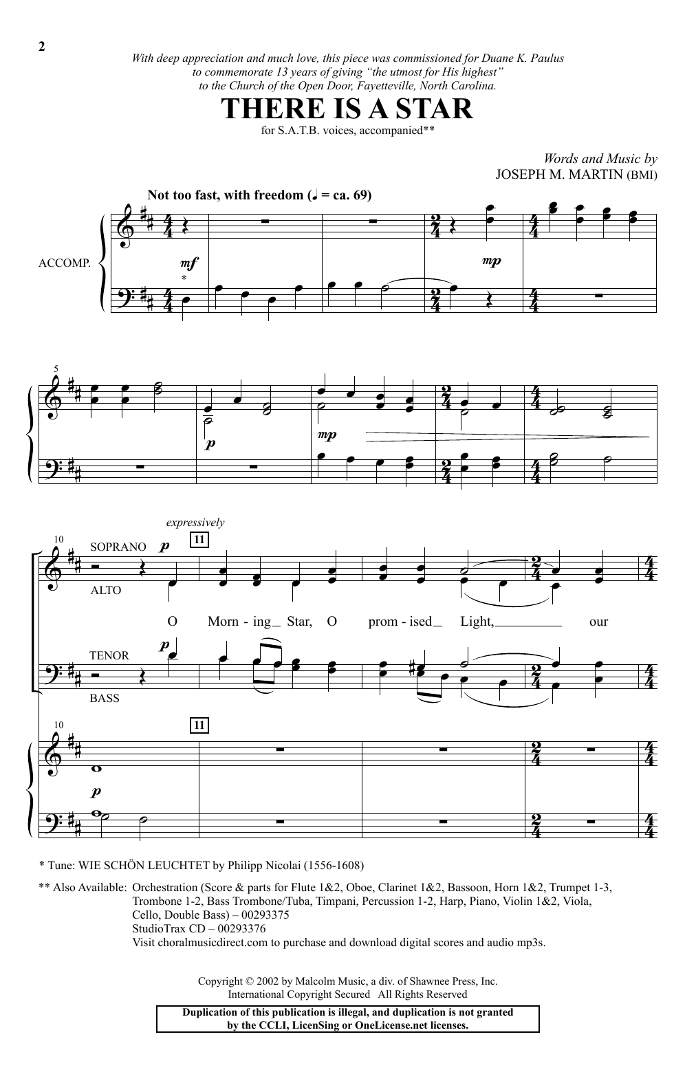 Joseph Martin There Is A Star Sheet Music Notes & Chords for SATB Choir - Download or Print PDF