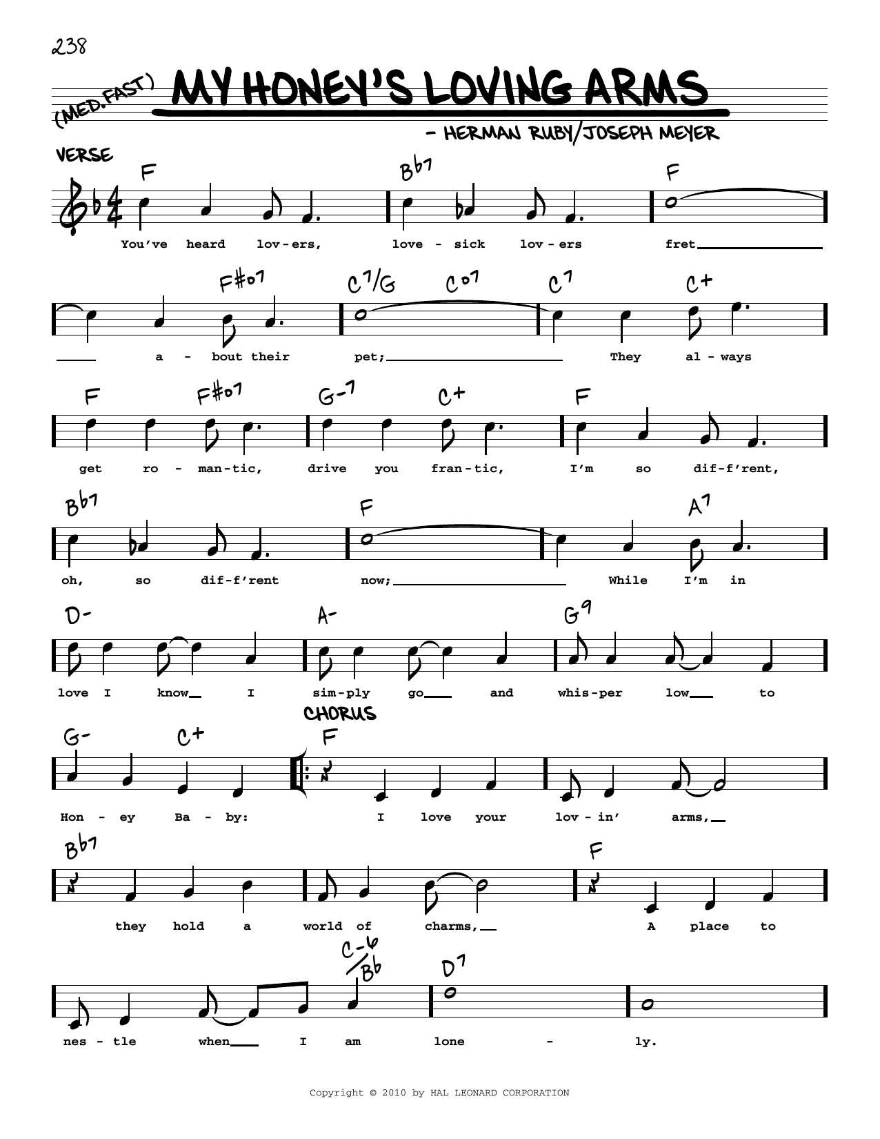 Joseph Meyer My Honey's Loving Arms (arr. Robert Rawlins) Sheet Music Notes & Chords for Real Book – Melody, Lyrics & Chords - Download or Print PDF