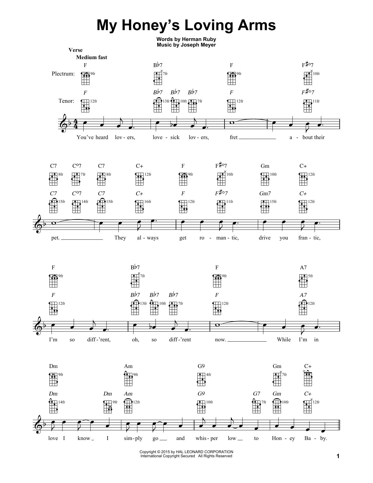 Joseph Meyer My Honey's Loving Arms Sheet Music Notes & Chords for Banjo - Download or Print PDF